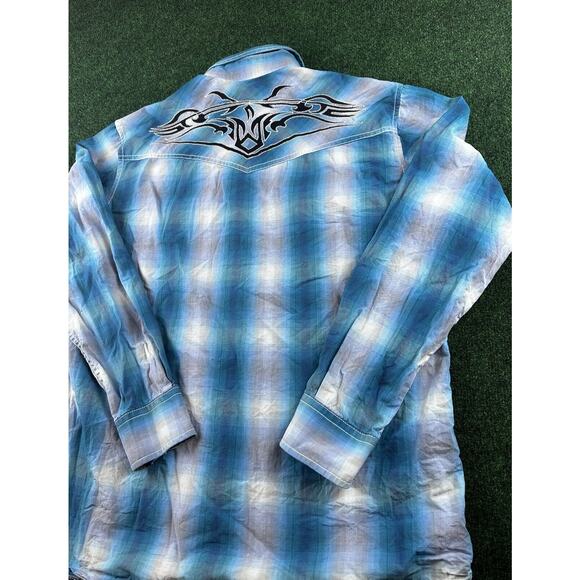 Western Rafter C Pearl Snap Paisley Plaid Shirt - Picture 6 of 6